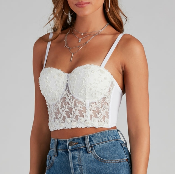 Windsor Pretty In Pearls Hand Beaded Bustier - Picture 1 of 14